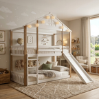 Lit cabane toboggan enfant superposé 90x190cm - TIPIK