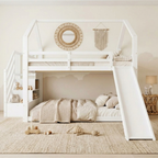 Lit cabane 140x190cm toboggan en pin - PEANUT
