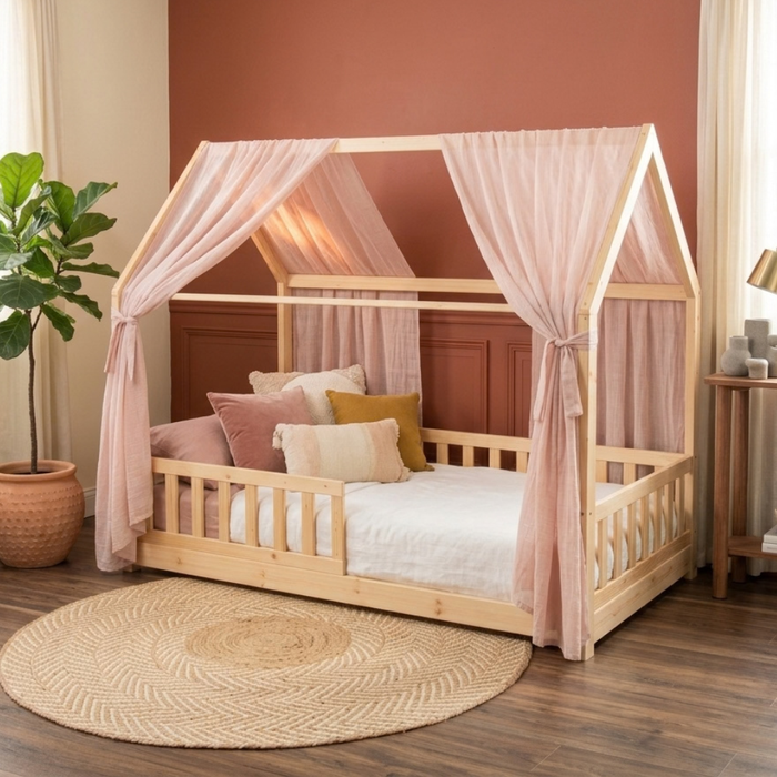 Ciel de lit cabane - Rose pétale