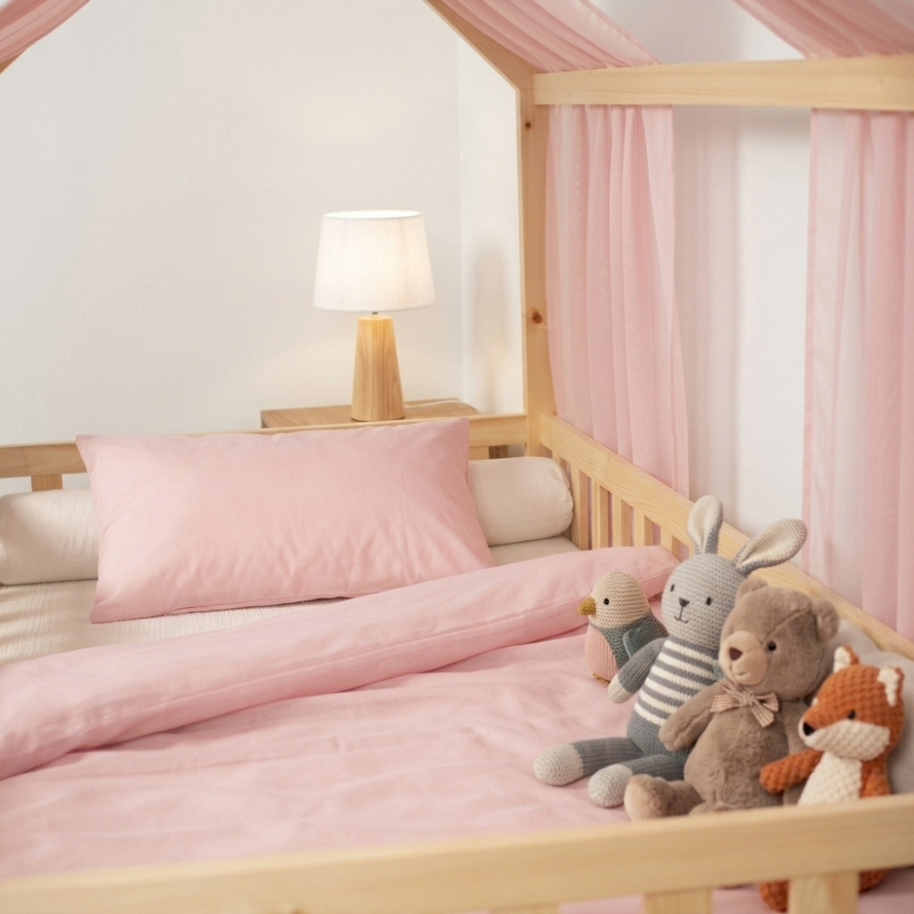 Ciel de lit cabane - Rose pétale