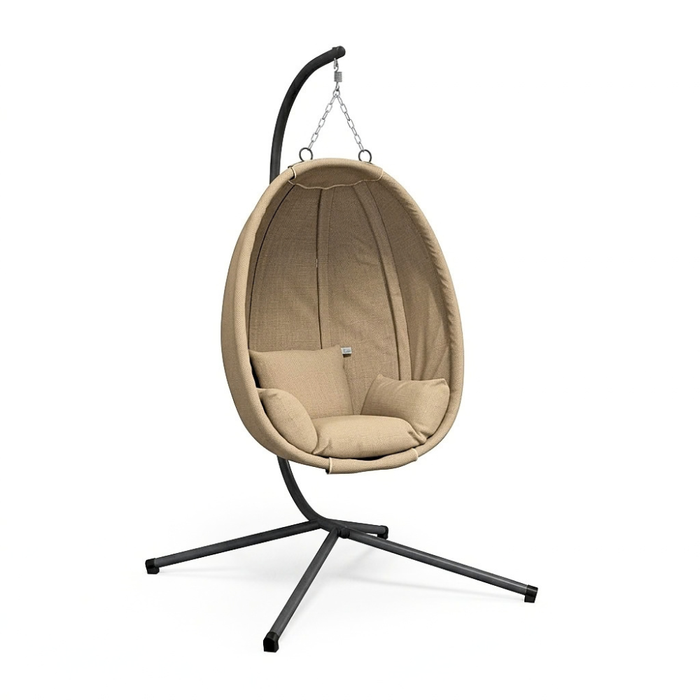 Fauteuil oeuf suspendu avec pieds en tissu beige - ESRA