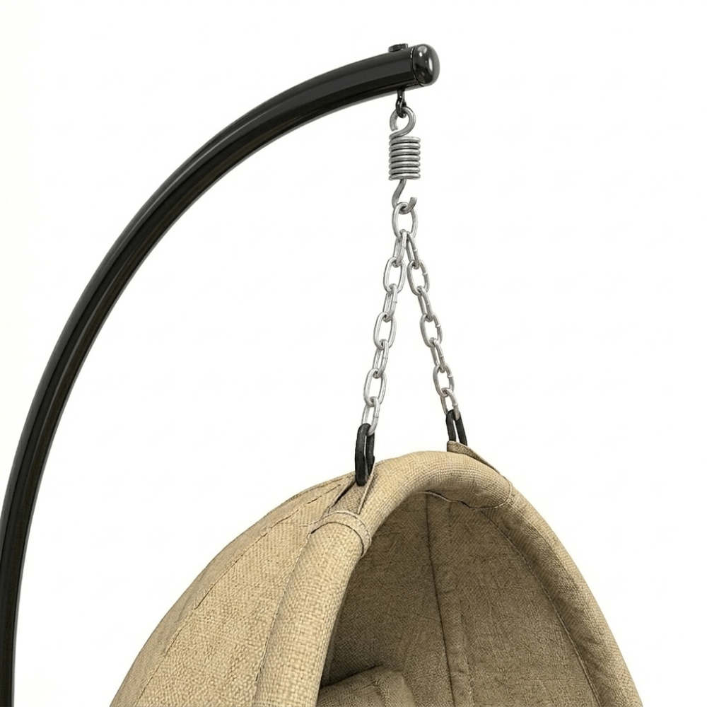 Fauteuil oeuf suspendu avec pieds en tissu beige - ESRA