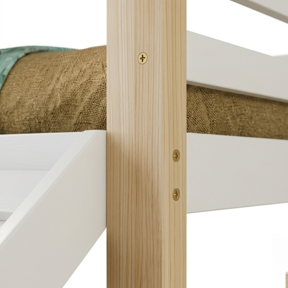 Lit cabane superposé 90x190cm en pin avec toboggan - LUTIN