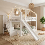 Lit cabane 140x190cm toboggan en pin - PEANUT