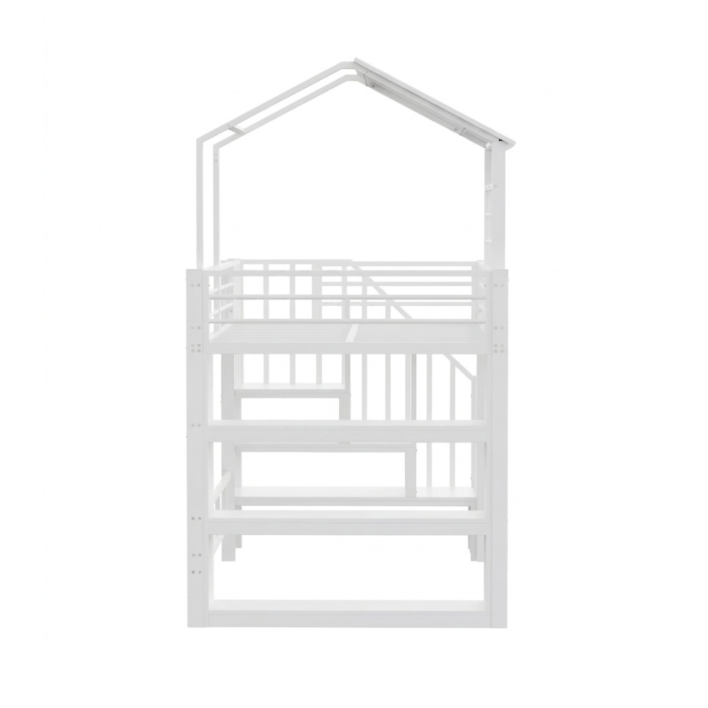 Lit cabane mezzanine 90x190cm blanc - CALI