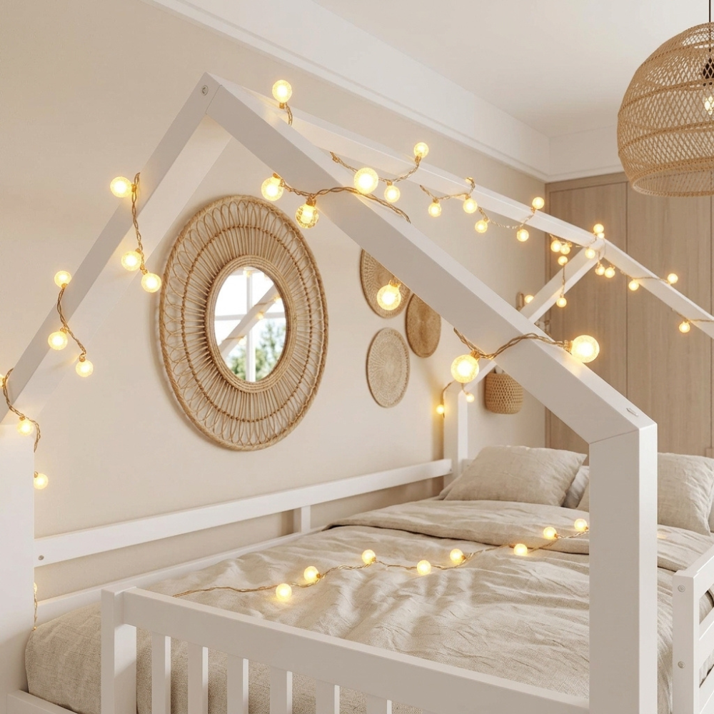 Lit cabane 140x190cm toboggan en pin - PEANUT