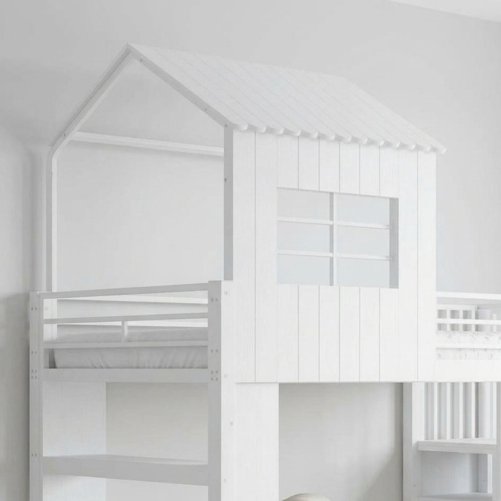 Lit cabane mezzanine 90x190cm blanc - CALI