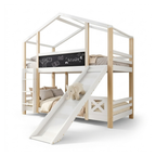 Lit cabane superposé 90x190cm en pin avec toboggan - LUTIN