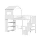 Lit cabane mezzanine 90x190cm blanc - CALI
