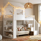 Lit cabane mezzanine 90x190cm blanc - CALI