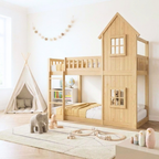 Lit cabane superposé 90x190cm en bois de pin - ELIOT