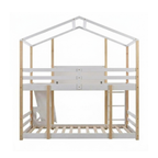 Lit cabane superposé 90x190cm en pin avec toboggan - LUTIN